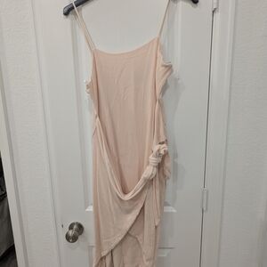 Lulu's Pink Asymmetrical Ruched Slip Dress